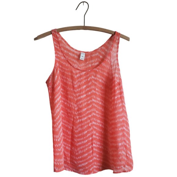 3/$20 Old Navy coral white women's tank top, lightweight sheer chiffon size S - Picture 2 of 12